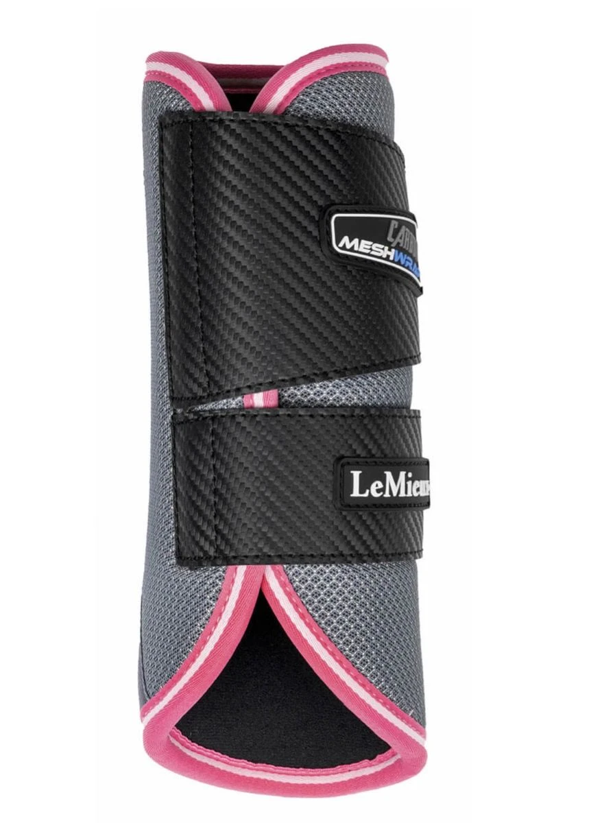 LeMieux Carbon Mesh Wrap Boots - Grey/Watermelon - Image 2