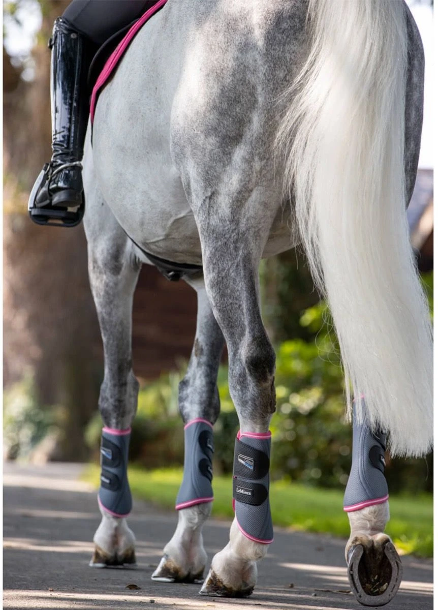 LeMieux Carbon Mesh Wrap Boots - Grey/Watermelon - Image 4